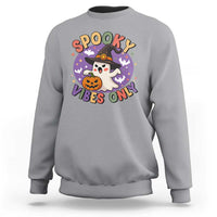 Cute Halloween Ghost Sweatshirt Spooky Vibes Only With Pumpkin - Wonder Print Shop