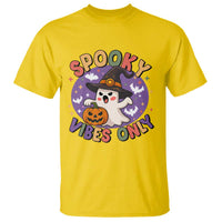 Cute Halloween Ghost T Shirt Spooky Vibes Only With Pumpkin - Wonder Print Shop