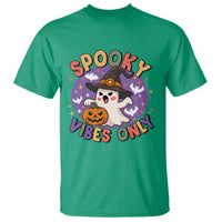 Cute Halloween Ghost T Shirt Spooky Vibes Only With Pumpkin - Wonder Print Shop