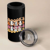 Bookish Ghost Halloween 4 in 1 Can Cooler Tumbler Funny Book Lover And Spooky Squad
