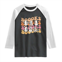 Bookish Ghost Halloween Raglan Shirt Funny Book Lover And Spooky Squad - Wonder Print Shop