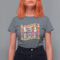 Bookish Ghost Halloween T Shirt For Women Funny Book Lover And Spooky Squad - Wonder Print Shop
