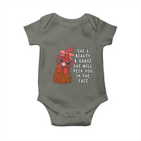 Funny Chicken Lover Gift Baby Onesie She Is Beauty And Grace She Will Peck You In The Face - Wonder Print Shop