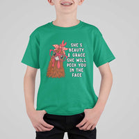 Funny Chicken Lover Gift T Shirt For Kid She Is Beauty And Grace She Will Peck You In The Face - Wonder Print Shop