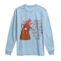Funny Chicken Lover Gift Long Sleeve Shirt She Is Beauty And Grace She Will Peck You In The Face - Wonder Print Shop