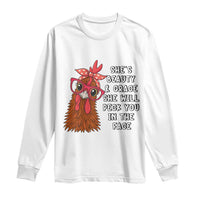 Funny Chicken Lover Gift Long Sleeve Shirt She Is Beauty And Grace She Will Peck You In The Face - Wonder Print Shop