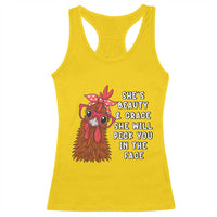 Funny Chicken Lover Gift Racerback Tank Top She Is Beauty And Grace She Will Peck You In The Face - Wonder Print Shop