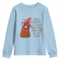 Funny Chicken Lover Gift Youth Sweatshirt She Is Beauty And Grace She Will Peck You In The Face - Wonder Print Shop