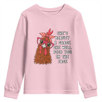 Funny Chicken Lover Gift Youth Sweatshirt She Is Beauty And Grace She Will Peck You In The Face - Wonder Print Shop