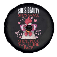 She Will Peck You In The Face Spare Tire Cover Funny Chicken Lover - Wonder Print Shop