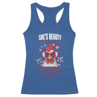 She Will Peck You In The Face Racerback Tank Top Funny Chicken Lover - Wonder Print Shop