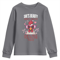 She Will Peck You In The Face Youth Sweatshirt Funny Chicken Lover - Wonder Print Shop
