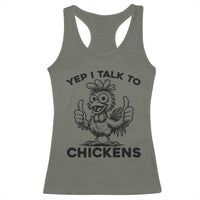Funny Farm Animal Gift Racerback Tank Top Yep I Talk To Chickens - Wonder Print Shop