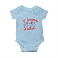 Funny Chicken Lover Gift Baby Onesie Easily Distracted By Peckers - Wonder Print Shop