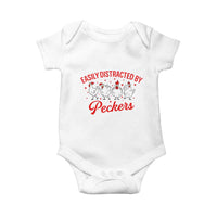 Funny Chicken Lover Gift Baby Onesie Easily Distracted By Peckers - Wonder Print Shop