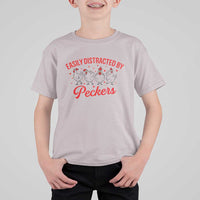 Funny Chicken Lover Gift T Shirt For Kid Easily Distracted By Peckers - Wonder Print Shop