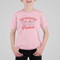 Funny Chicken Lover Gift T Shirt For Kid Easily Distracted By Peckers - Wonder Print Shop