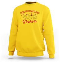 Funny Chicken Lover Gift Sweatshirt Easily Distracted By Peckers - Wonder Print Shop