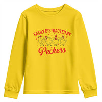 Funny Chicken Lover Gift Youth Sweatshirt Easily Distracted By Peckers - Wonder Print Shop