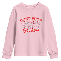 Funny Chicken Lover Gift Youth Sweatshirt Easily Distracted By Peckers - Wonder Print Shop