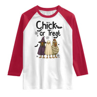 Funny Halloween Chicken Raglan Shirt Chick Or Treat Spooky Gift - Wonder Print Shop