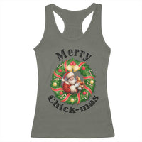 Funny Christmas Chicken Lovers Racerback Tank Top Merry Chickmas Santa Gift - Wonder Print Shop