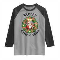 Funny Christmas Chicken Lovers Raglan Shirt Merry Chickmas Santa Gift - Wonder Print Shop