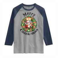 Funny Christmas Chicken Lovers Raglan Shirt Merry Chickmas Santa Gift - Wonder Print Shop