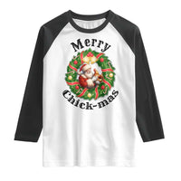 Funny Christmas Chicken Lovers Raglan Shirt Merry Chickmas Santa Gift - Wonder Print Shop