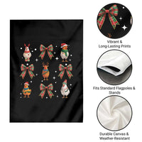 Cute Christmas Chicken With Xmas Coquette Bow Garden Flag - Wonder Print Shop
