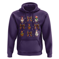 Cute Christmas Chicken With Xmas Coquette Bow Hoodie - Wonder Print Shop