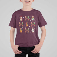 Cute Christmas Chicken With Xmas Coquette Bow T Shirt For Kid - Wonder Print Shop