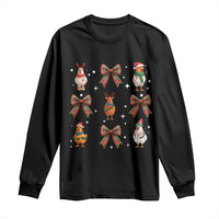 Cute Christmas Chicken With Xmas Coquette Bow Long Sleeve Shirt - Wonder Print Shop
