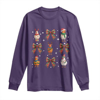 Cute Christmas Chicken With Xmas Coquette Bow Long Sleeve Shirt - Wonder Print Shop