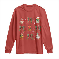Cute Christmas Chicken With Xmas Coquette Bow Long Sleeve Shirt - Wonder Print Shop