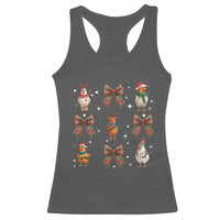 Cute Christmas Chicken With Xmas Coquette Bow Racerback Tank Top - Wonder Print Shop