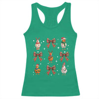 Cute Christmas Chicken With Xmas Coquette Bow Racerback Tank Top - Wonder Print Shop