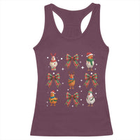 Cute Christmas Chicken With Xmas Coquette Bow Racerback Tank Top - Wonder Print Shop