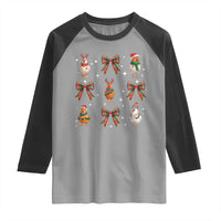 Cute Christmas Chicken With Xmas Coquette Bow Raglan Shirt - Wonder Print Shop