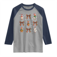 Cute Christmas Chicken With Xmas Coquette Bow Raglan Shirt - Wonder Print Shop