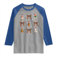 Cute Christmas Chicken With Xmas Coquette Bow Raglan Shirt - Wonder Print Shop
