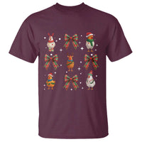 Cute Christmas Chicken With Xmas Coquette Bow T Shirt - Wonder Print Shop