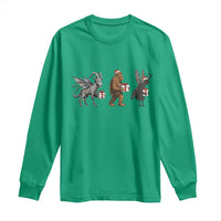 Christmas Cryptid Gift Long Sleeve Shirt Bigfoot Jersey Devil Mothman Santa - Wonder Print Shop