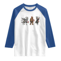 Christmas Cryptid Gift Raglan Shirt Bigfoot Jersey Devil Mothman Santa - Wonder Print Shop