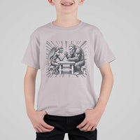 Bigfoot Jersey Devil T Shirt For Kid Arm Wrestling Funny Cryptid Gift - Wonder Print Shop