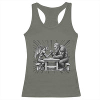 Bigfoot Jersey Devil Racerback Tank Top Arm Wrestling Funny Cryptid Gift - Wonder Print Shop