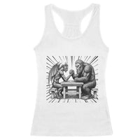 Bigfoot Jersey Devil Racerback Tank Top Arm Wrestling Funny Cryptid Gift - Wonder Print Shop