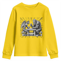 Bigfoot Jersey Devil Youth Sweatshirt Arm Wrestling Funny Cryptid Gift - Wonder Print Shop