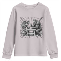 Bigfoot Jersey Devil Youth Sweatshirt Arm Wrestling Funny Cryptid Gift - Wonder Print Shop