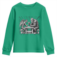 Bigfoot Jersey Devil Youth Sweatshirt Arm Wrestling Funny Cryptid Gift - Wonder Print Shop